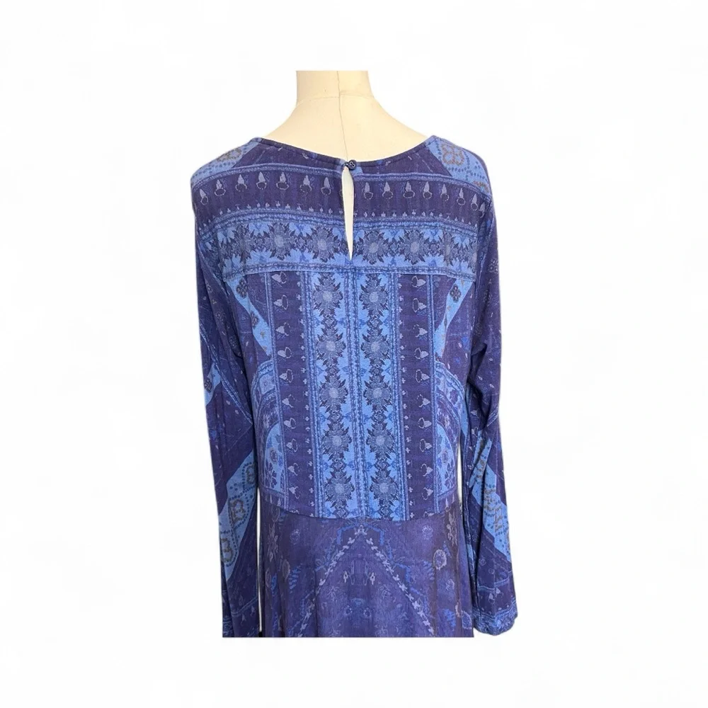 🆕 💙🌸 NWOT SOFT SURROUNDINGS Sitarra Blue Floral Jersey Knit Maxi Dress | Sz M - Picture 8 of 11